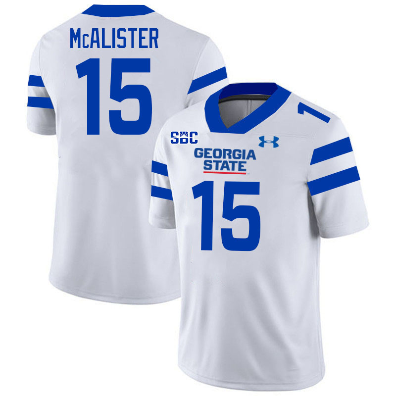 Georgia State Panthers #15 Braeden McAlister College Football Jerseys Stitched-White